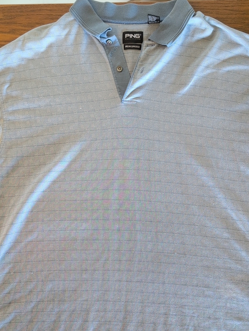 PING Light Blue Polo with Subtle Pattern